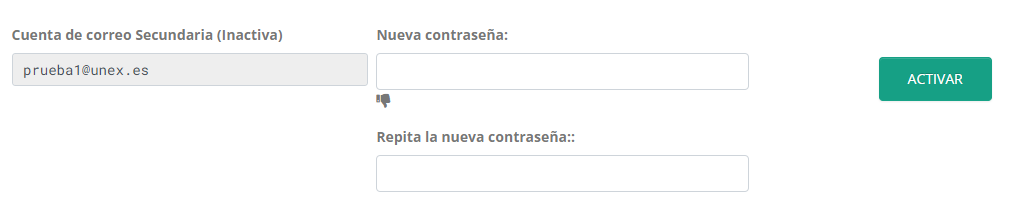 Pantalla de cuenta con botón para activar.