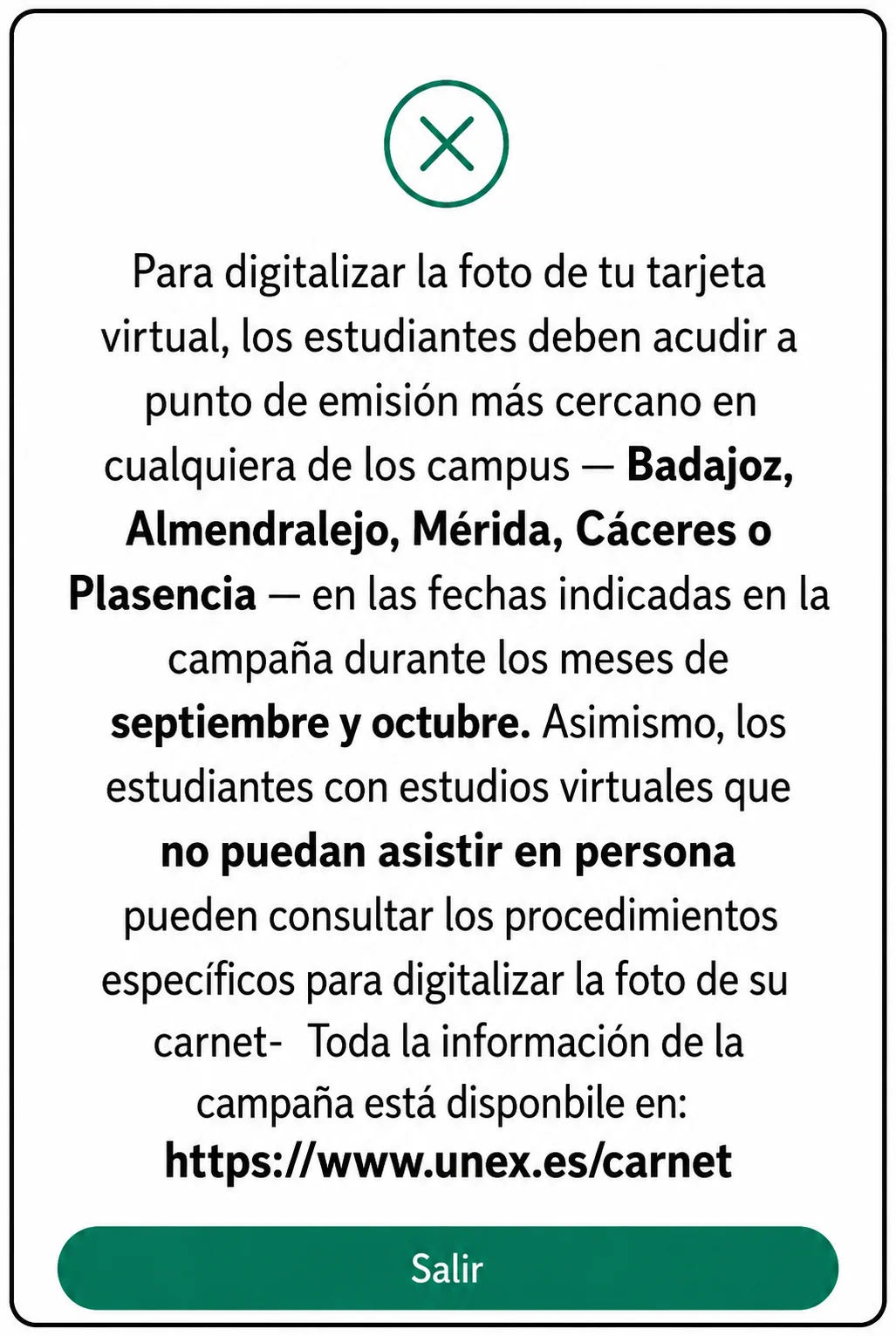 El estudiante debe hacerse la fotografía